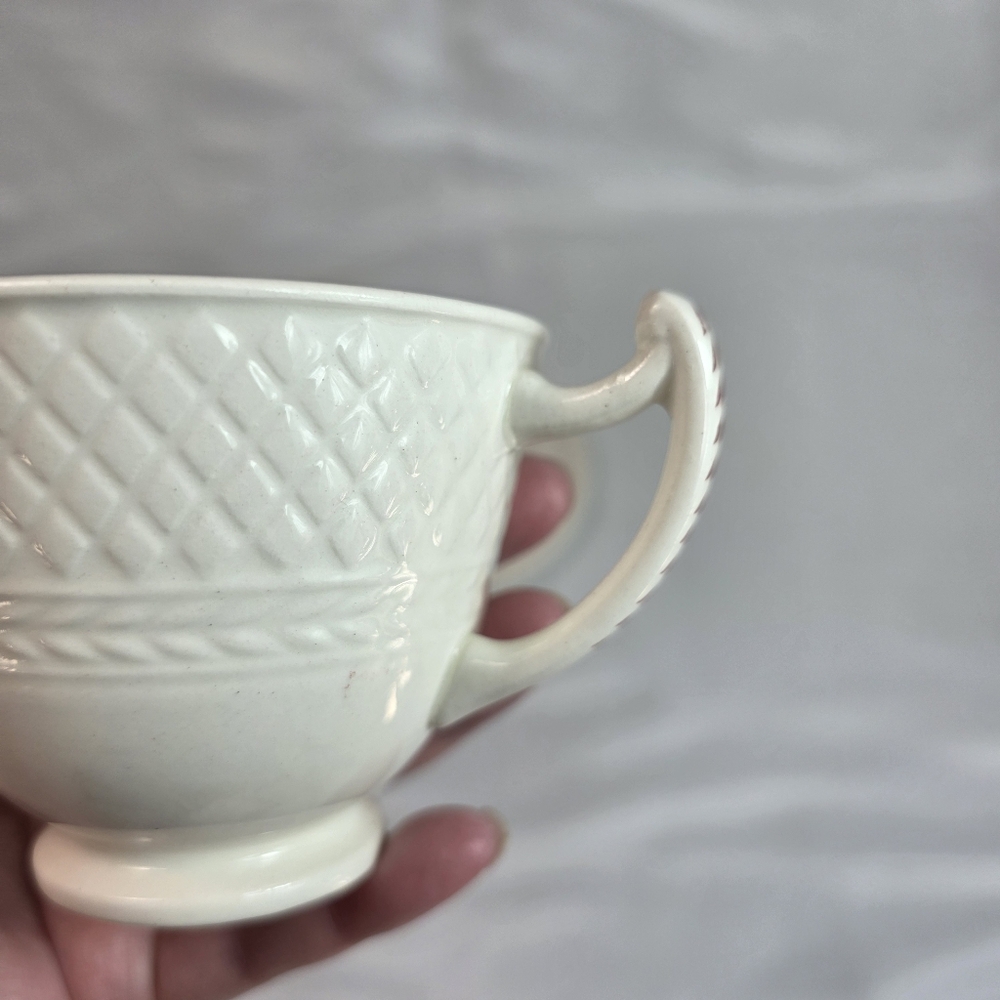 Spode Lady Anne Cup & Saucer Set Roses Center Sculptured Diamond Pattern Rim - Picture 5 of 14